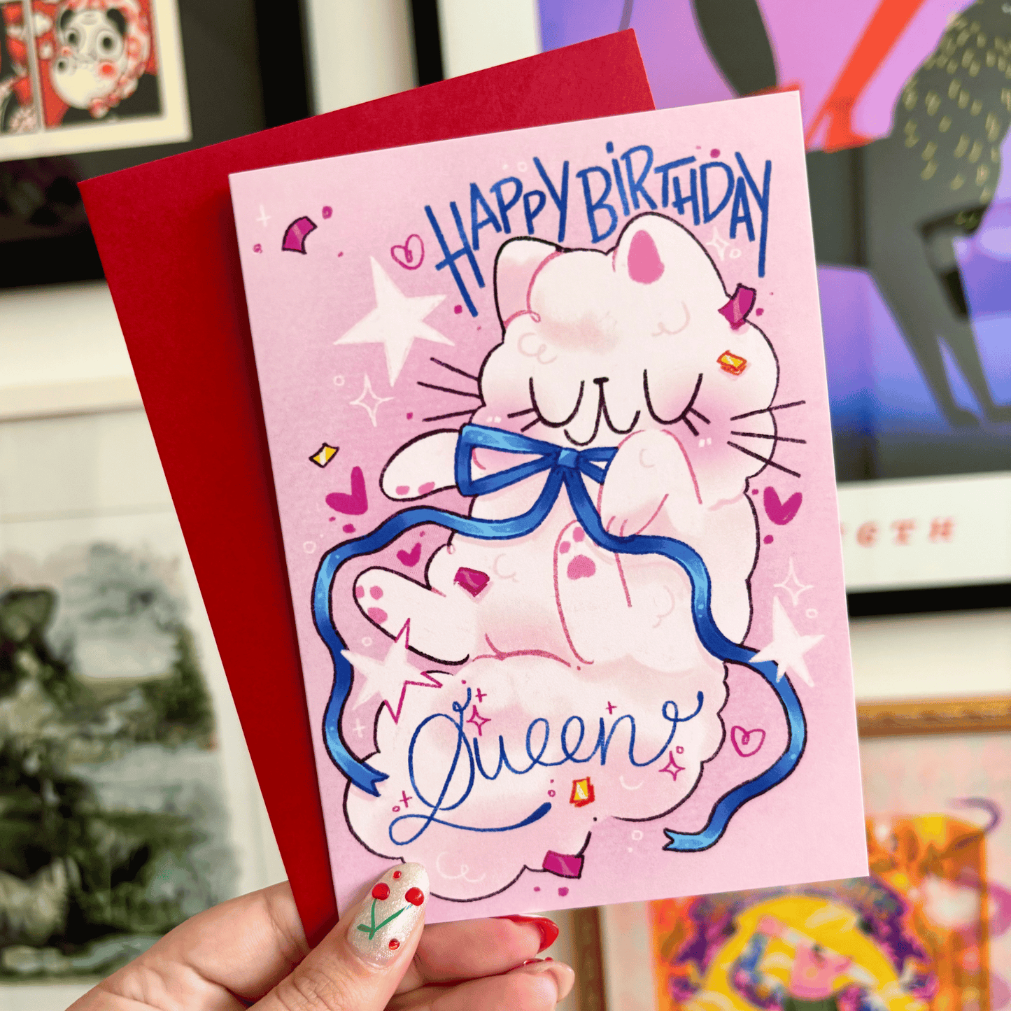 Fluffy Cat Birthday Greeting Card