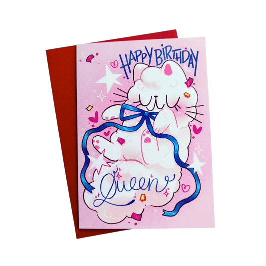 Fluffy Cat Birthday Greeting Card