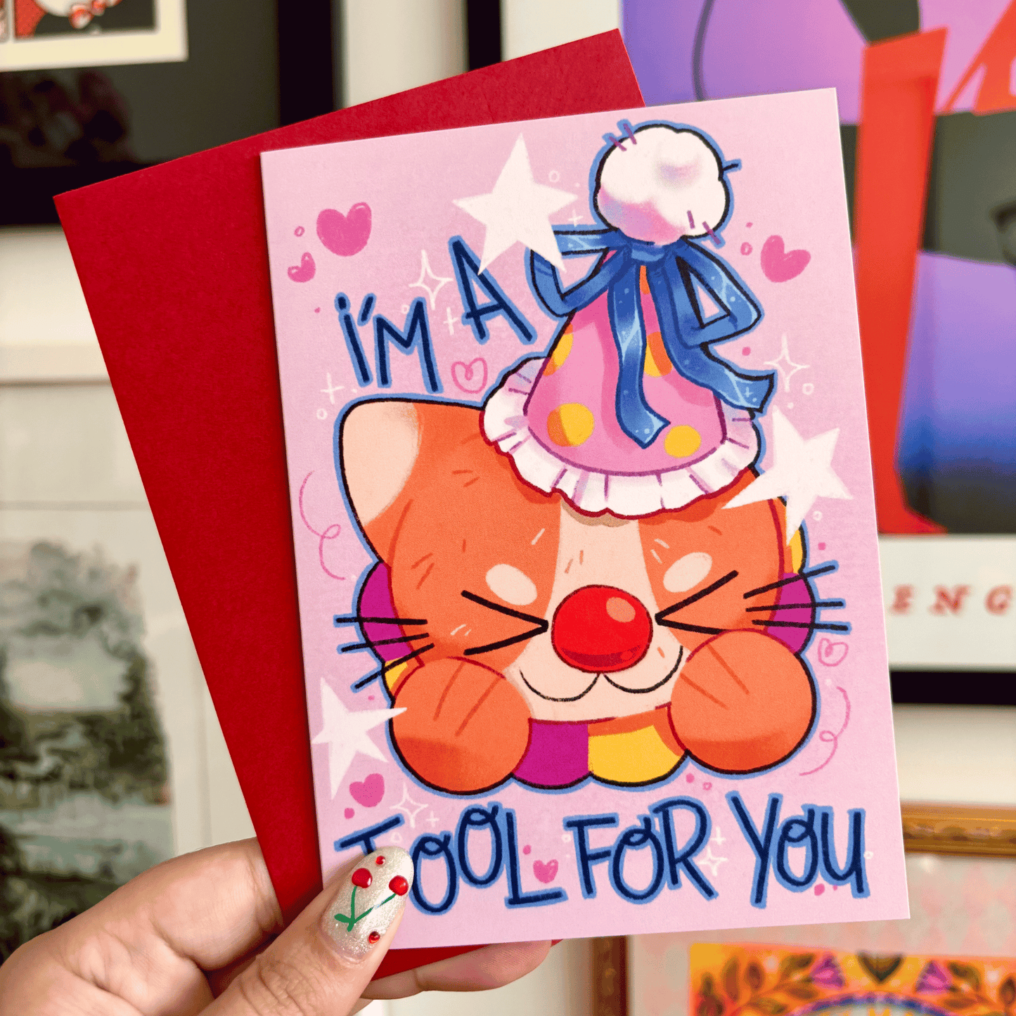 Cat Clown Greeting Card