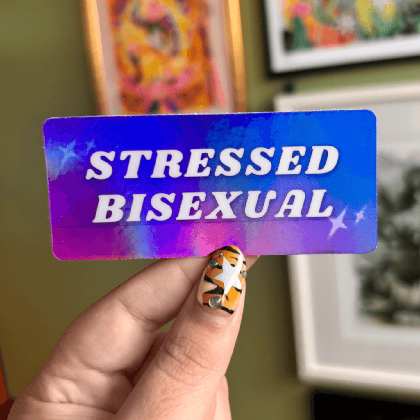 Holographic Stressed Bisexual Sticker